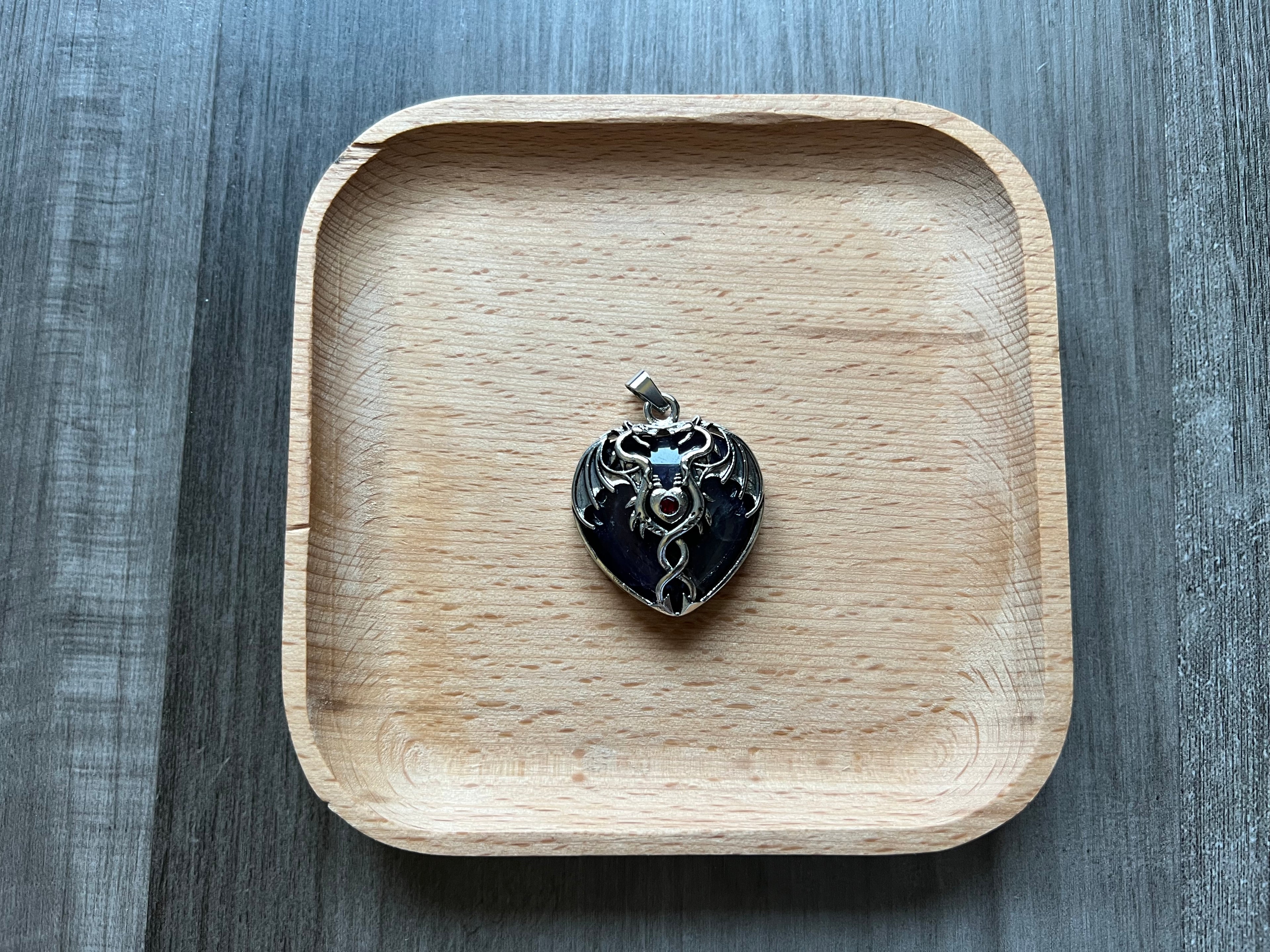Amethyst Dragon Heart Pendant Necklace