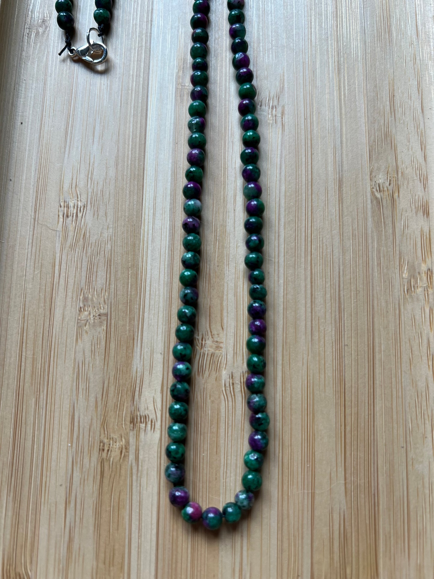 Jade Green Purple Necklace - 4 mm