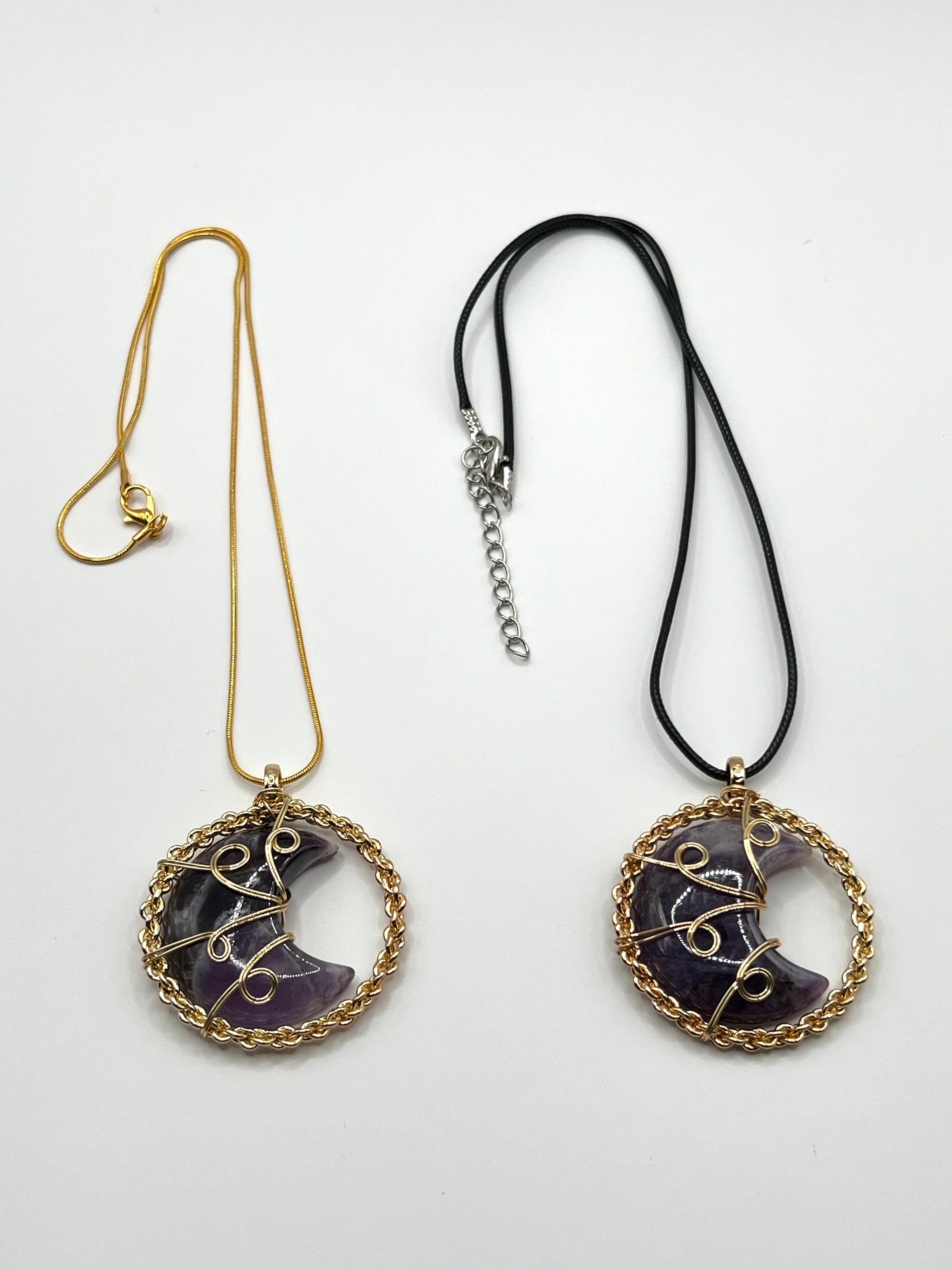 Amethyst Moon Pendant Necklace