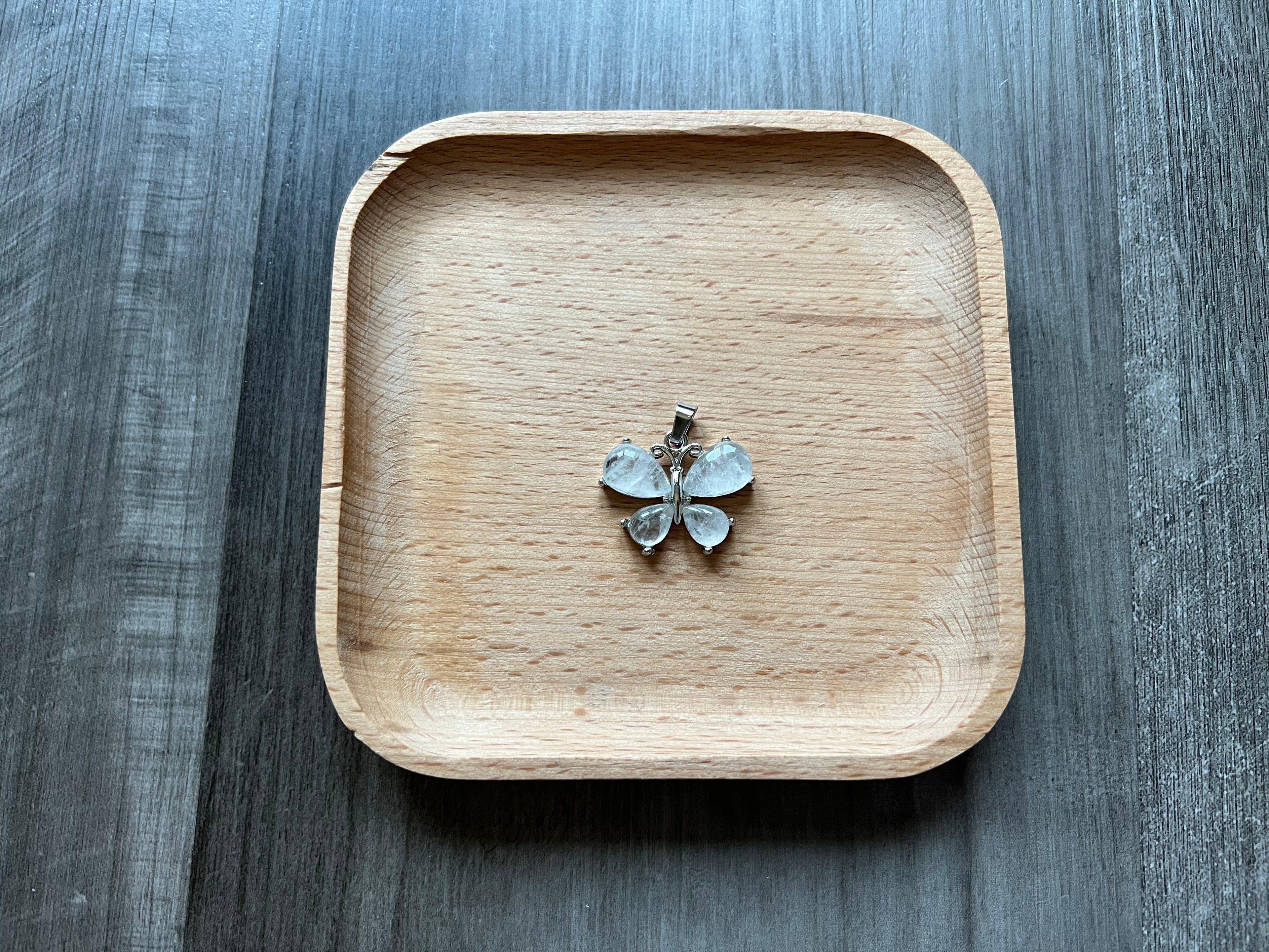 Clear Quartz Butterfly Pendant Necklace