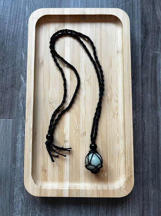 Black Hemp Necklace w/ Amazonite Stone