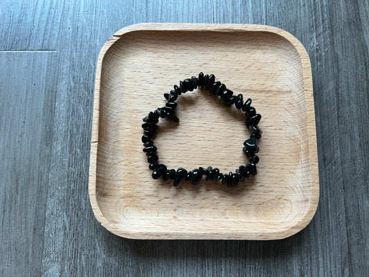 Black Obsidian Chip Bracelet