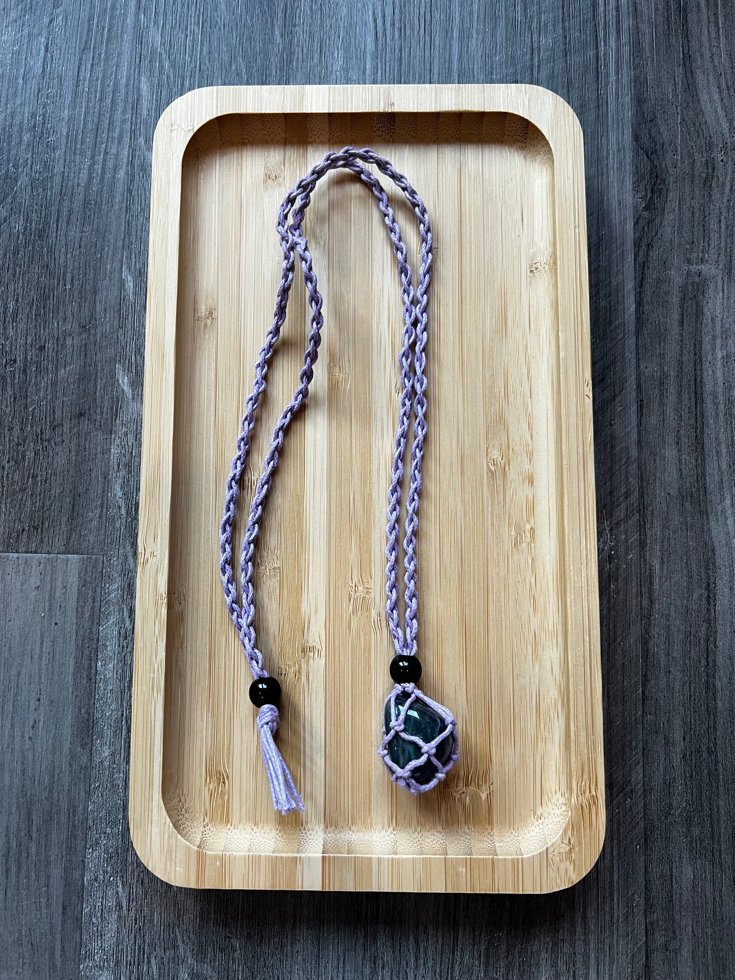 Purple Hemp Necklace w/ Labradorite Stone