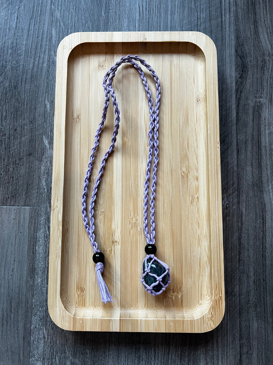 Purple Hemp Necklace w/ Labradorite Stone