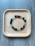 Moss Agate, Unakite, and Clear Quartz Bracelet - 8 mm