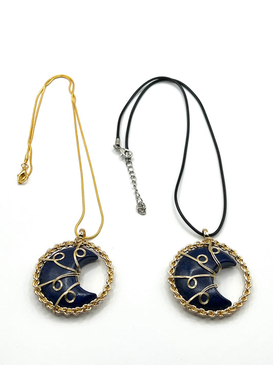 Blue Sandstone Moon Pendant