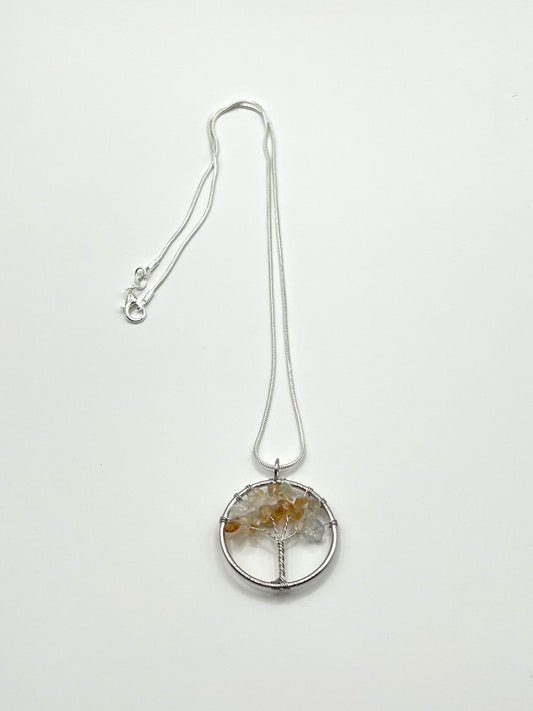 Citrine Tree of Life in Silver Circle