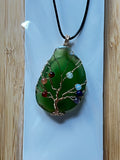 Green Agate Slice Chakra Pendant Necklace