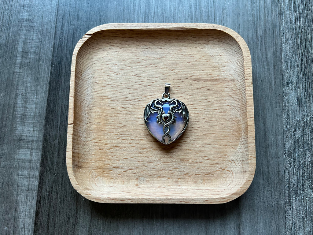 Opalite Dragon Heart Pendant Necklace