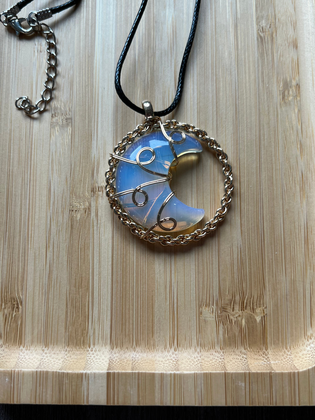 Opalite Moon Pendant Necklace