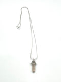 Clear Quartz 1" Hexagon Silver Crystal Point Pendant Necklace