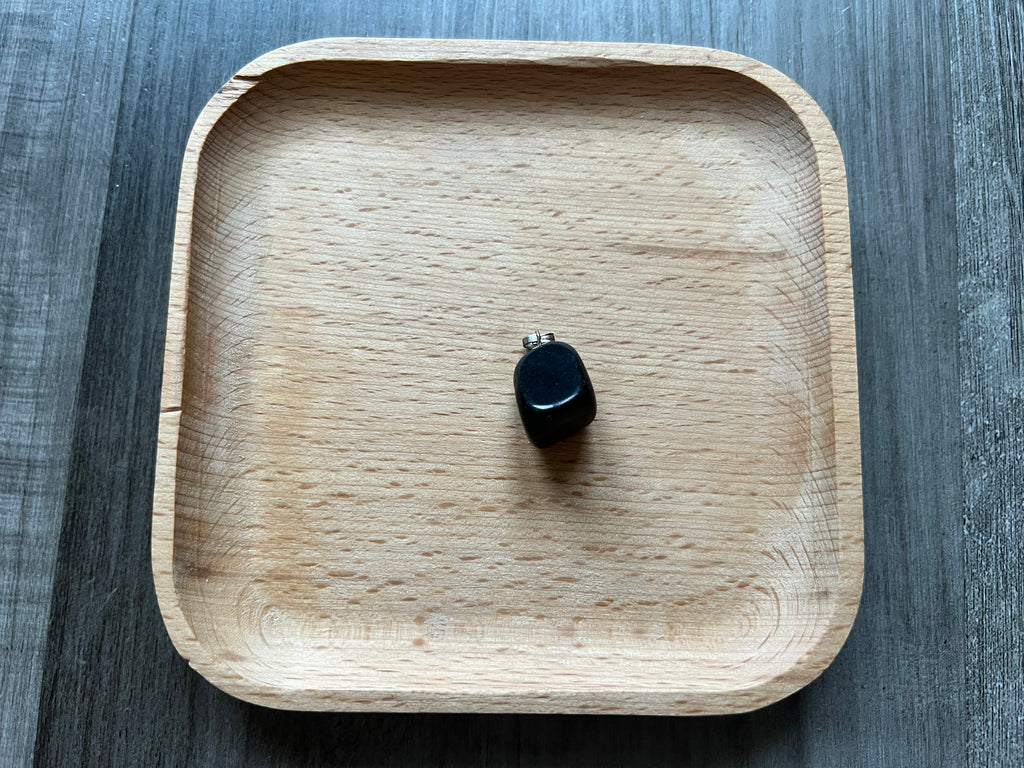 Obsidian Tumbled Stone Pendant Necklace