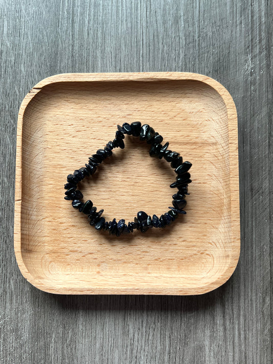 Blue Goldstone Chip Bracelet