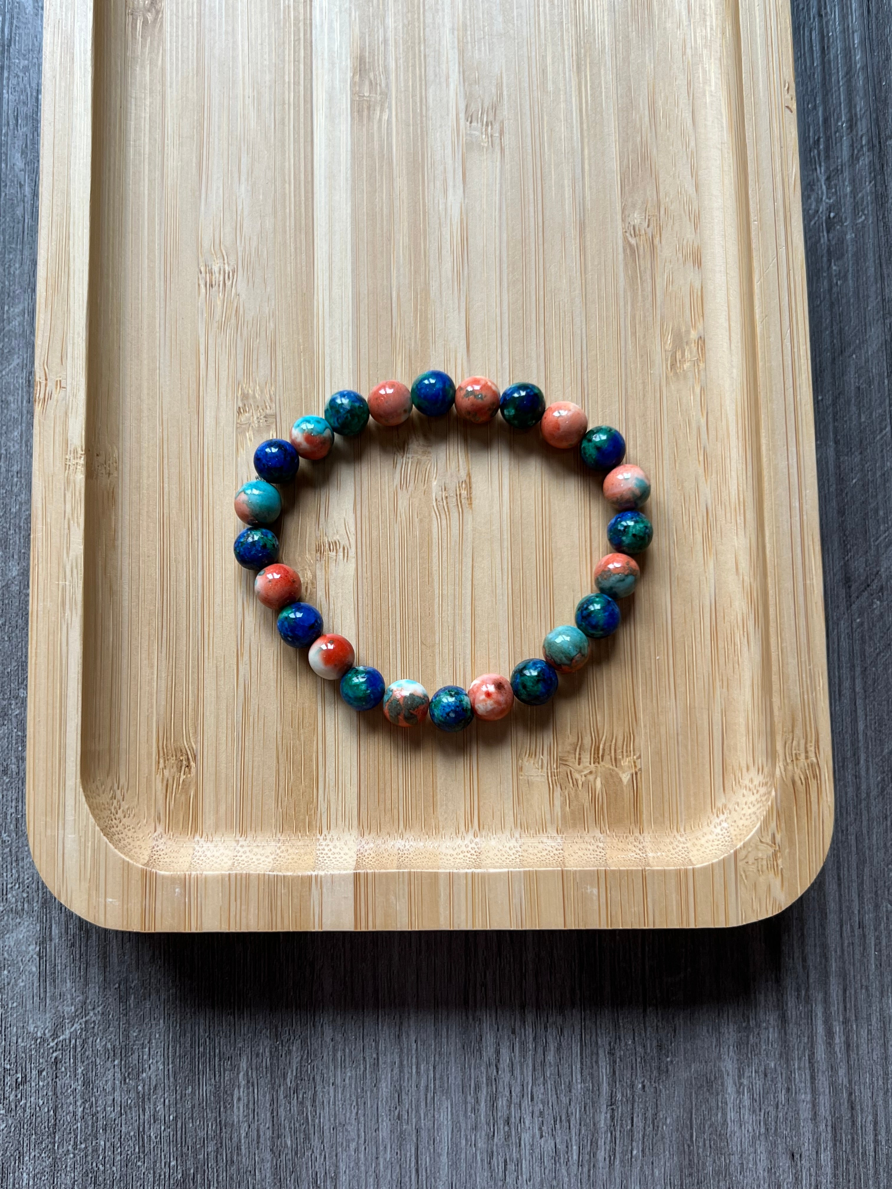 Ocean Jade and Azurite Blue Jade Bracelet - 8 mm