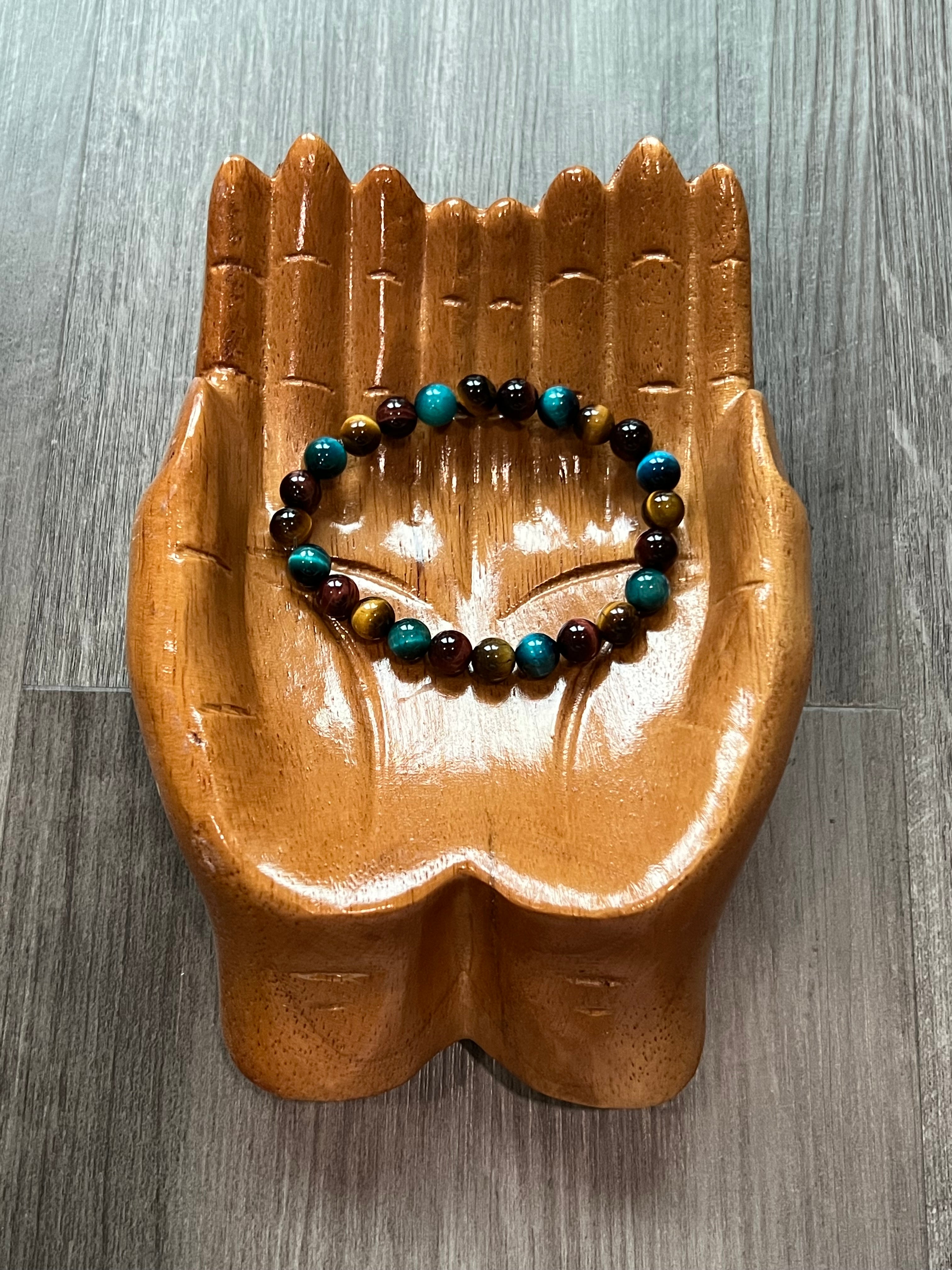 Tiger Eye, Red Tiger Eye, Teal Blue Tiger Eye Bracelet - 8 mm