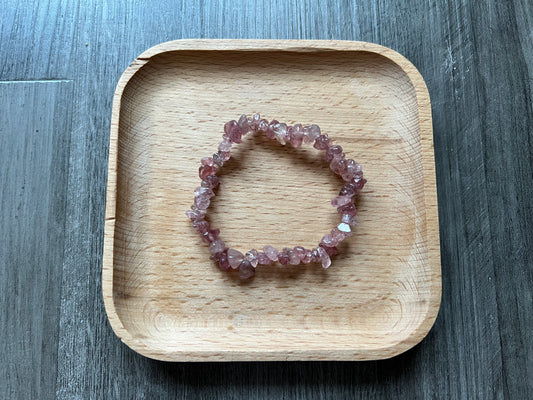 Strawberry Quartz Chip Bracelet