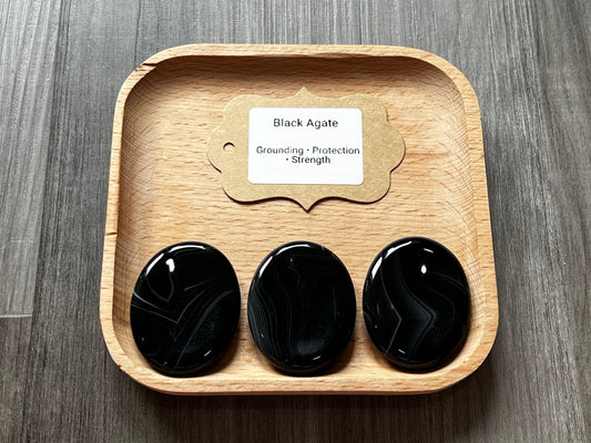 Black Agate Worry Stone