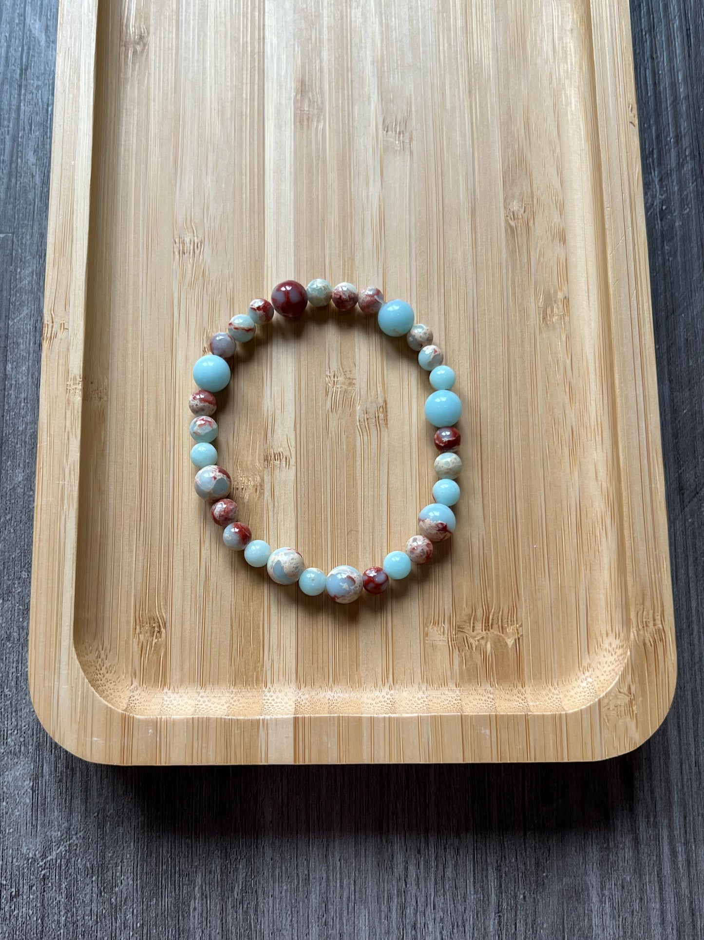Aqua Snake Skin Jasper Bracelet - 6 and 8 mm