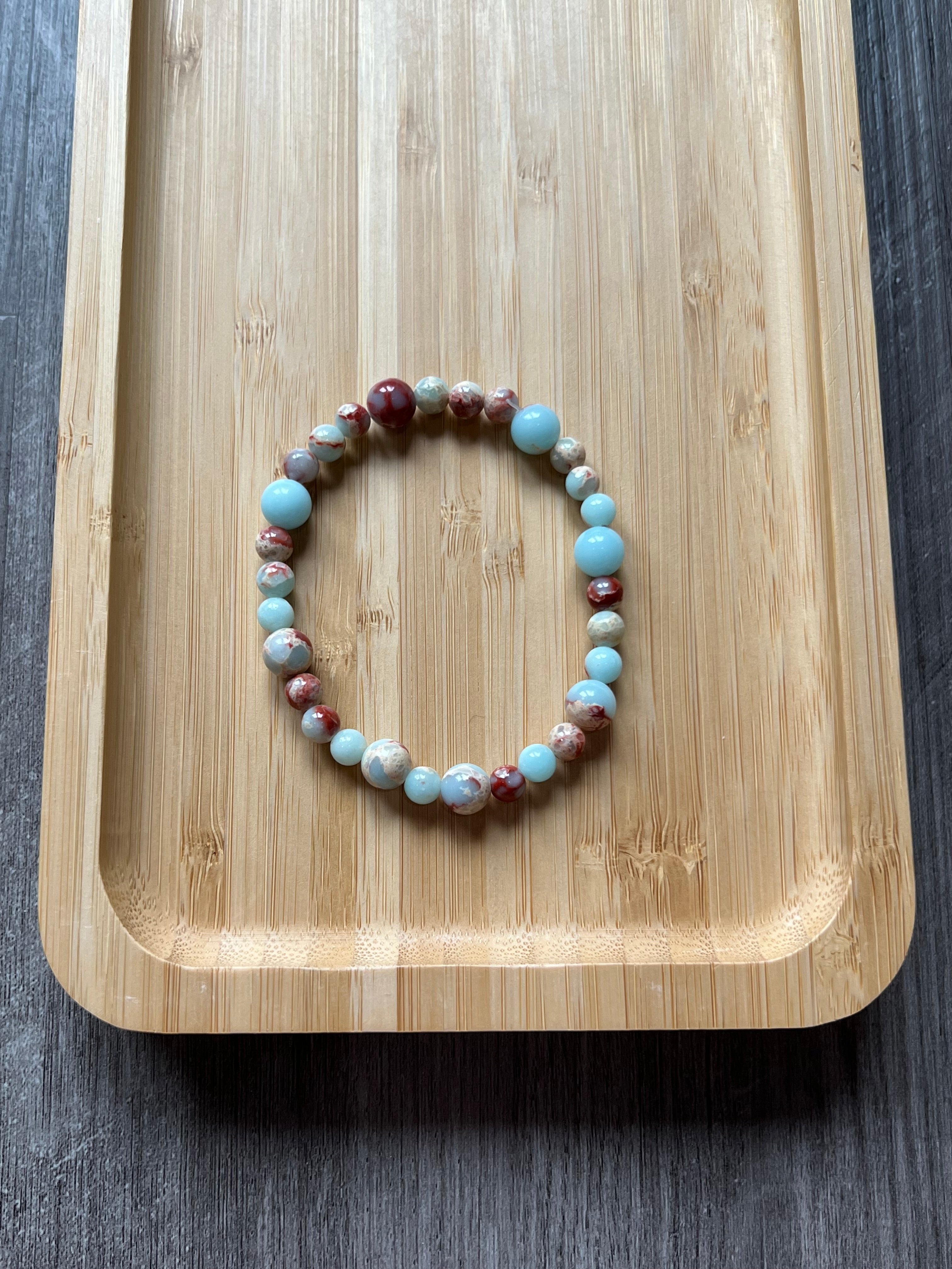 Aqua Snake Skin Jasper Bracelet - 6 and 8 mm