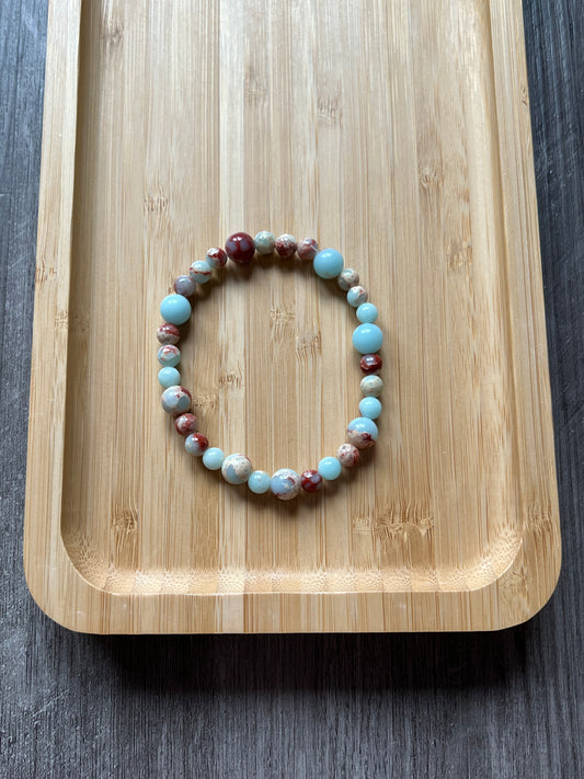 Aqua Snake Skin Jasper Bracelet - 6 and 8 mm
