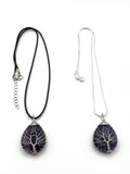 Amethyst Tree of Life on Tear Pendant Necklace