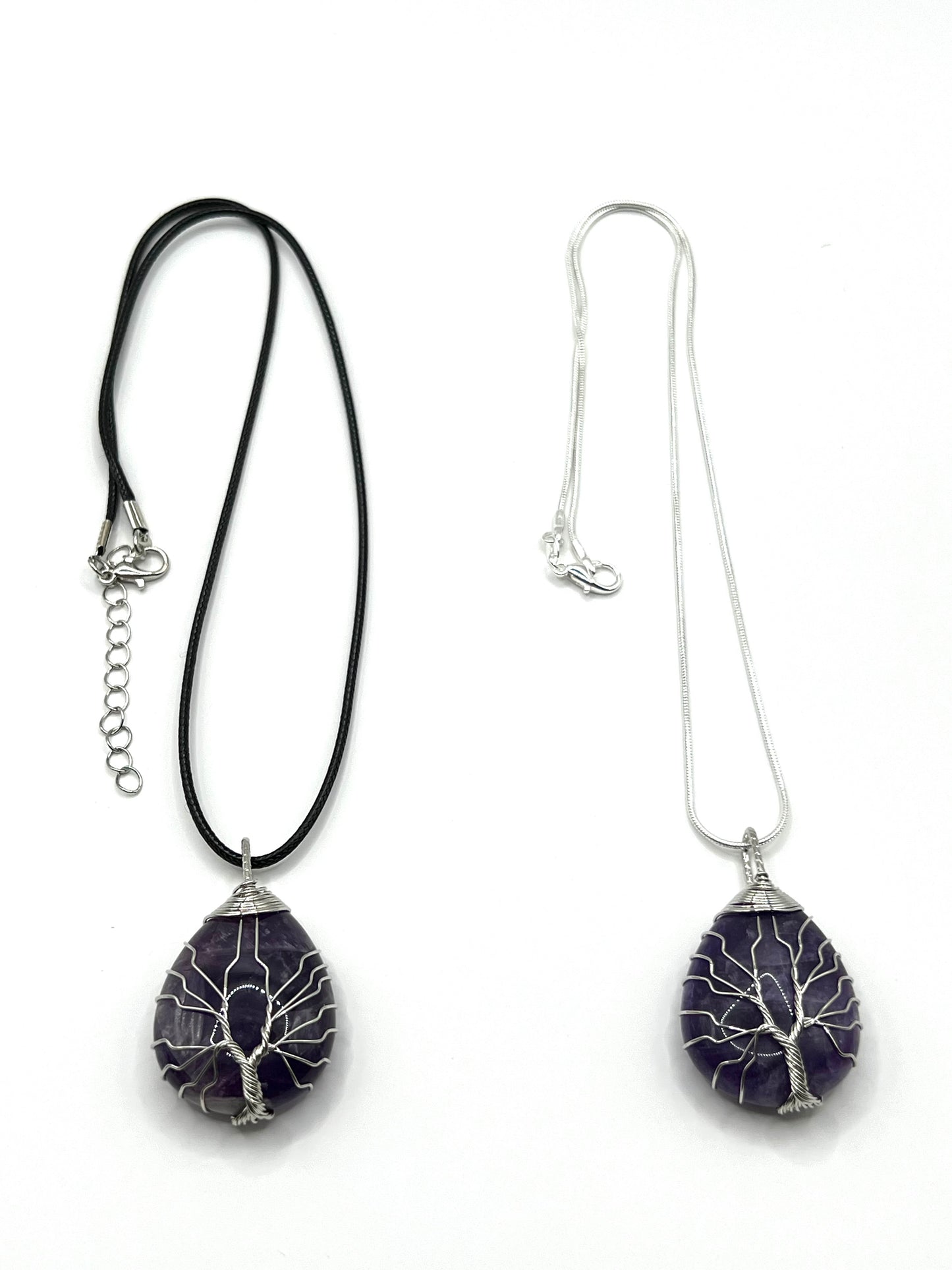 Amethyst Tree of Life on Tear Pendant