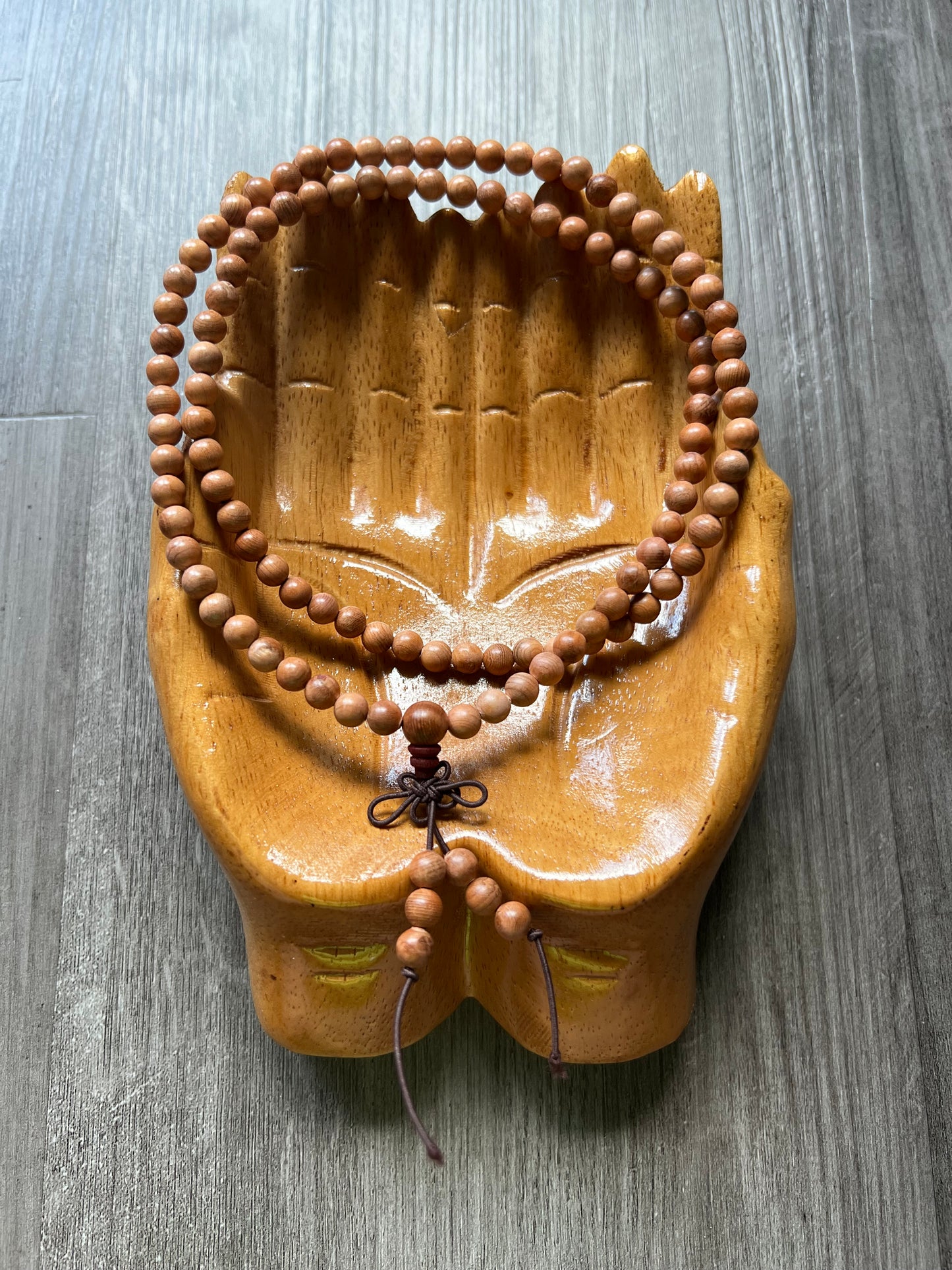 Rosewood Pearwood Mala Bead Necklace - 6 mm
