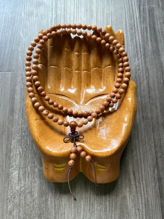 Rosewood Pearwood Mala Bead Necklace - 6 mm