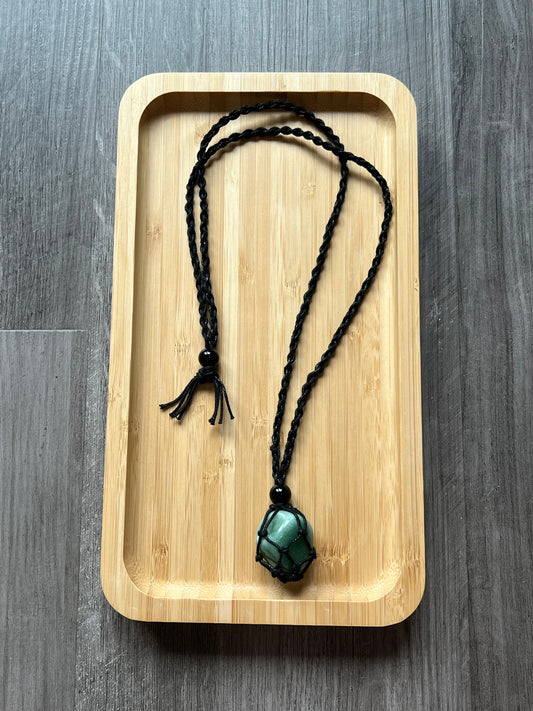 Black Hemp Necklace w/ Green Aventurine