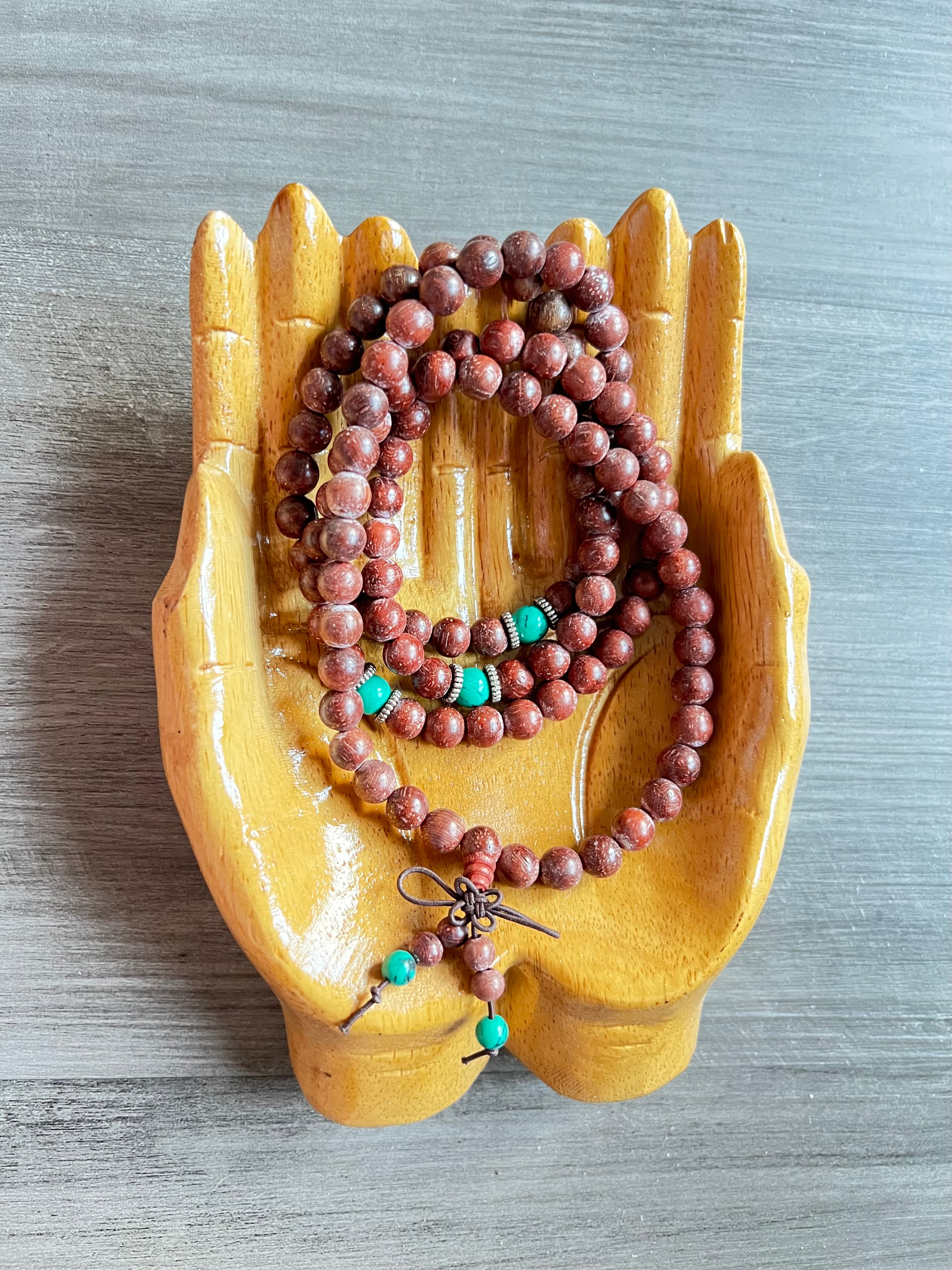 Spiderweb African Rosewood Mala Bead Necklace