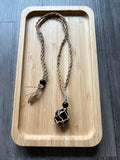 Khaki Hemp Necklace w/ Obsidian Stone