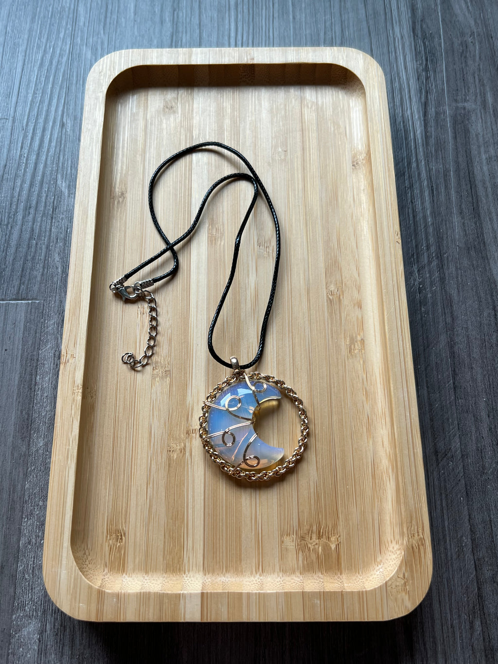 Opalite Moon Pendant Necklace