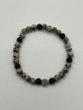 Dalmatian Jasper & Obsidian Bracelet - 6 mm w/ 8mm Tree of Life