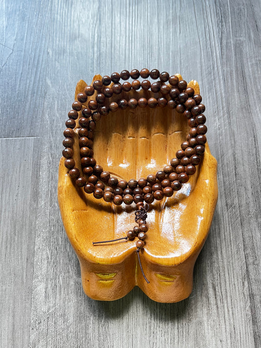 Natural African Rosewood Mala Bead Necklace - 8 mm