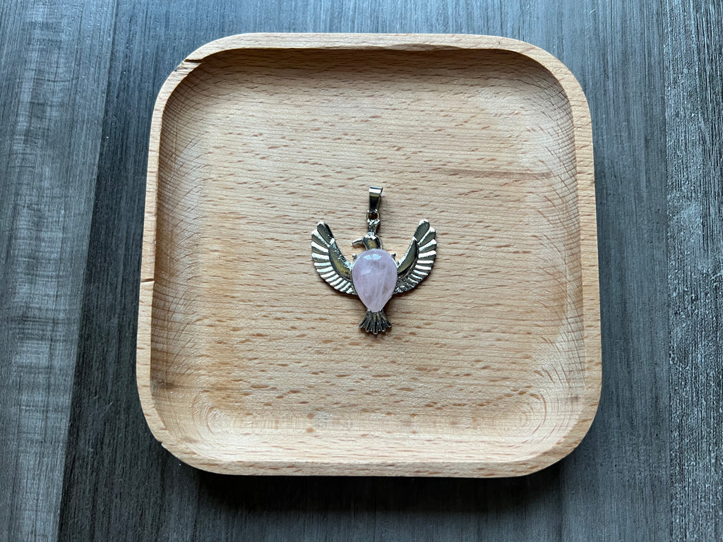 Rose Quartz Dove Pendant Necklace