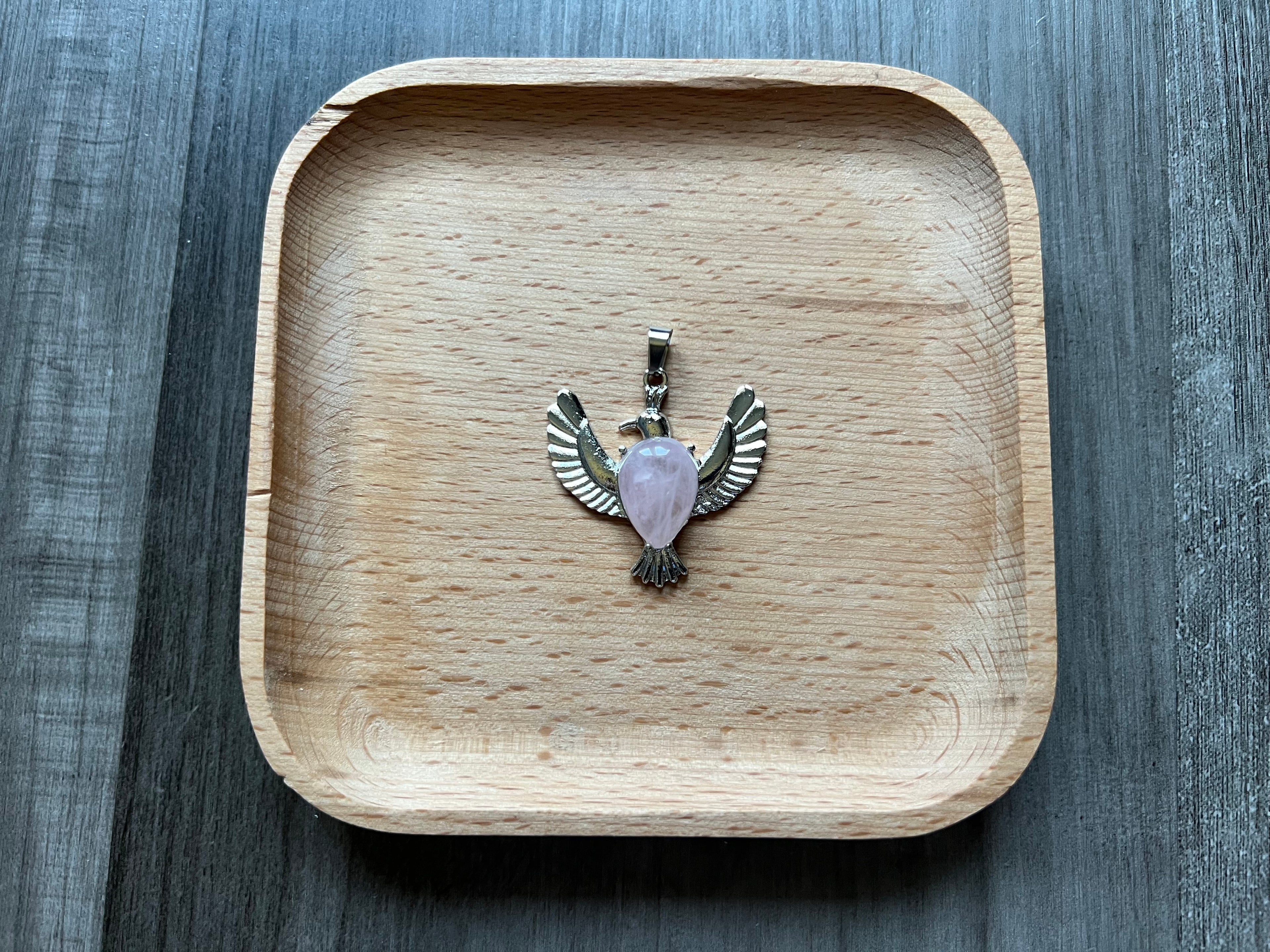 Rose Quartz Dove Pendant Necklace
