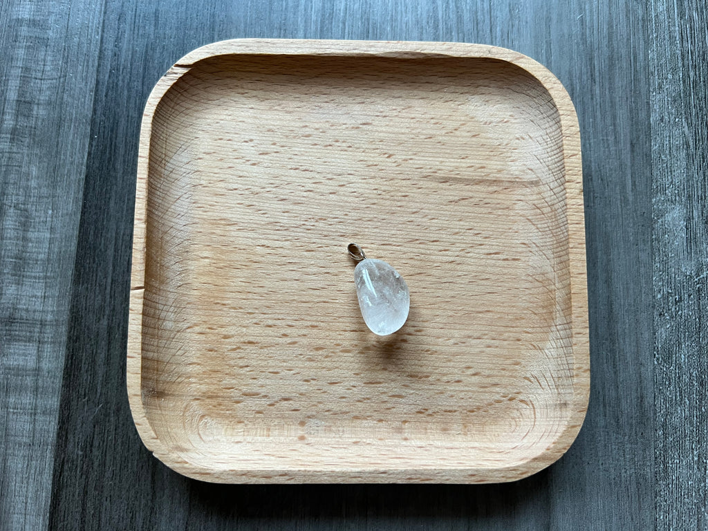Clear Quartz Tumbled Stone Pendant Necklace