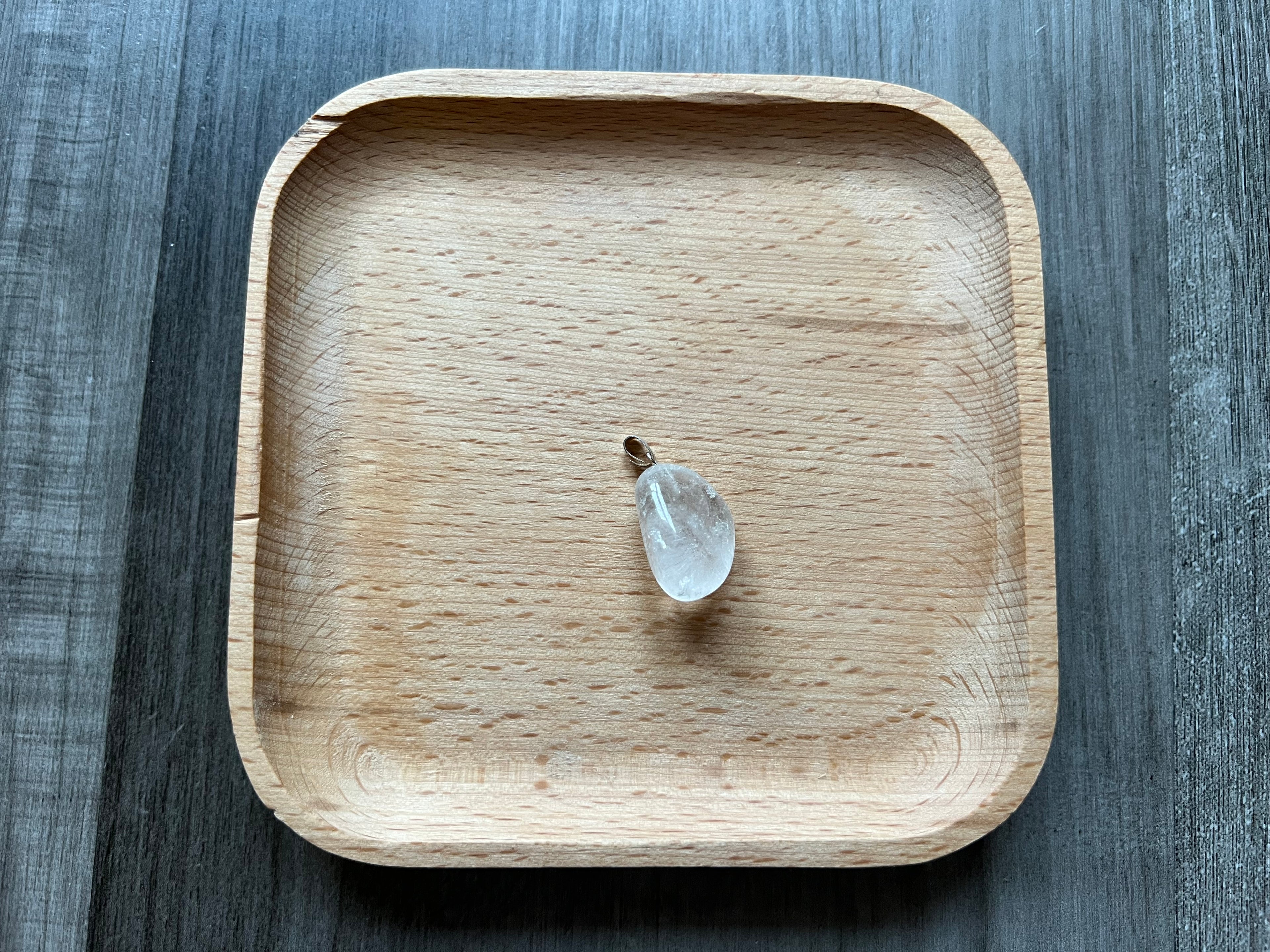 Clear Quartz Tumbled Stone Pendant Necklace