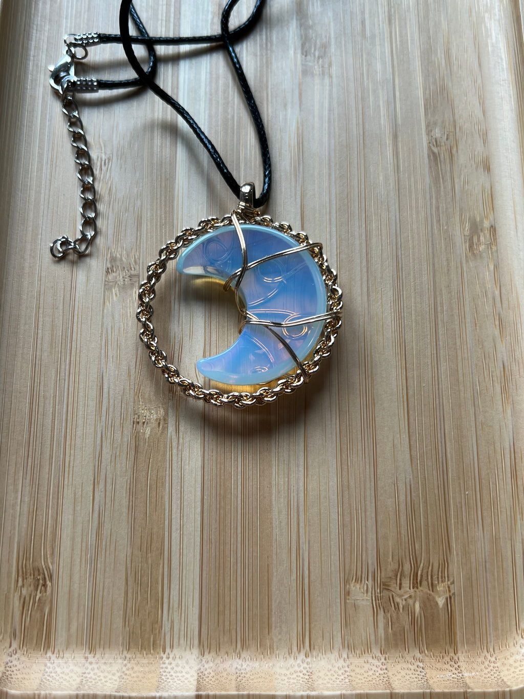 Opalite Moon Pendant Necklace