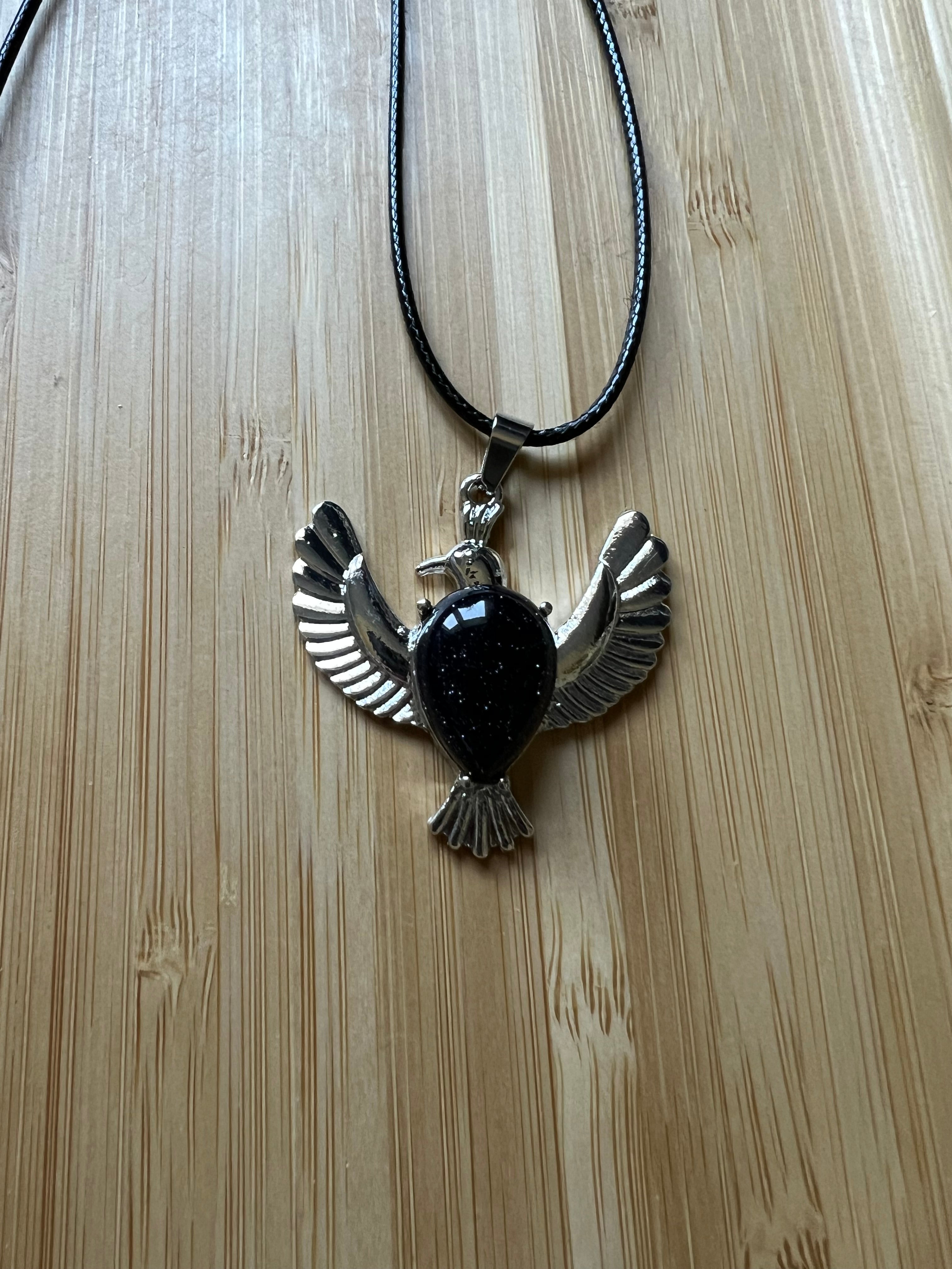 Blue Sandstone Dove Pendant Necklace