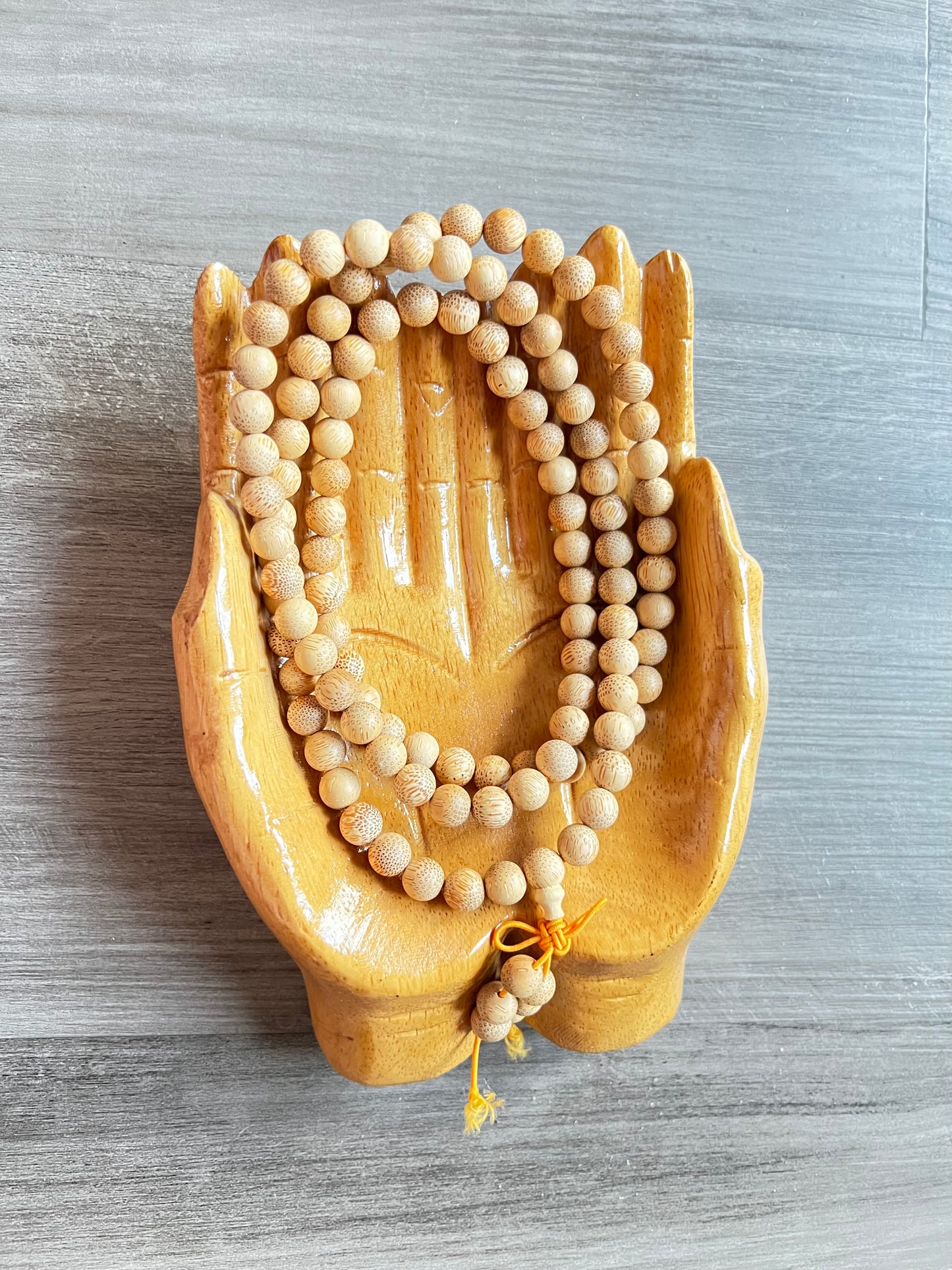 Natural Bamboo Mala Bead Necklace