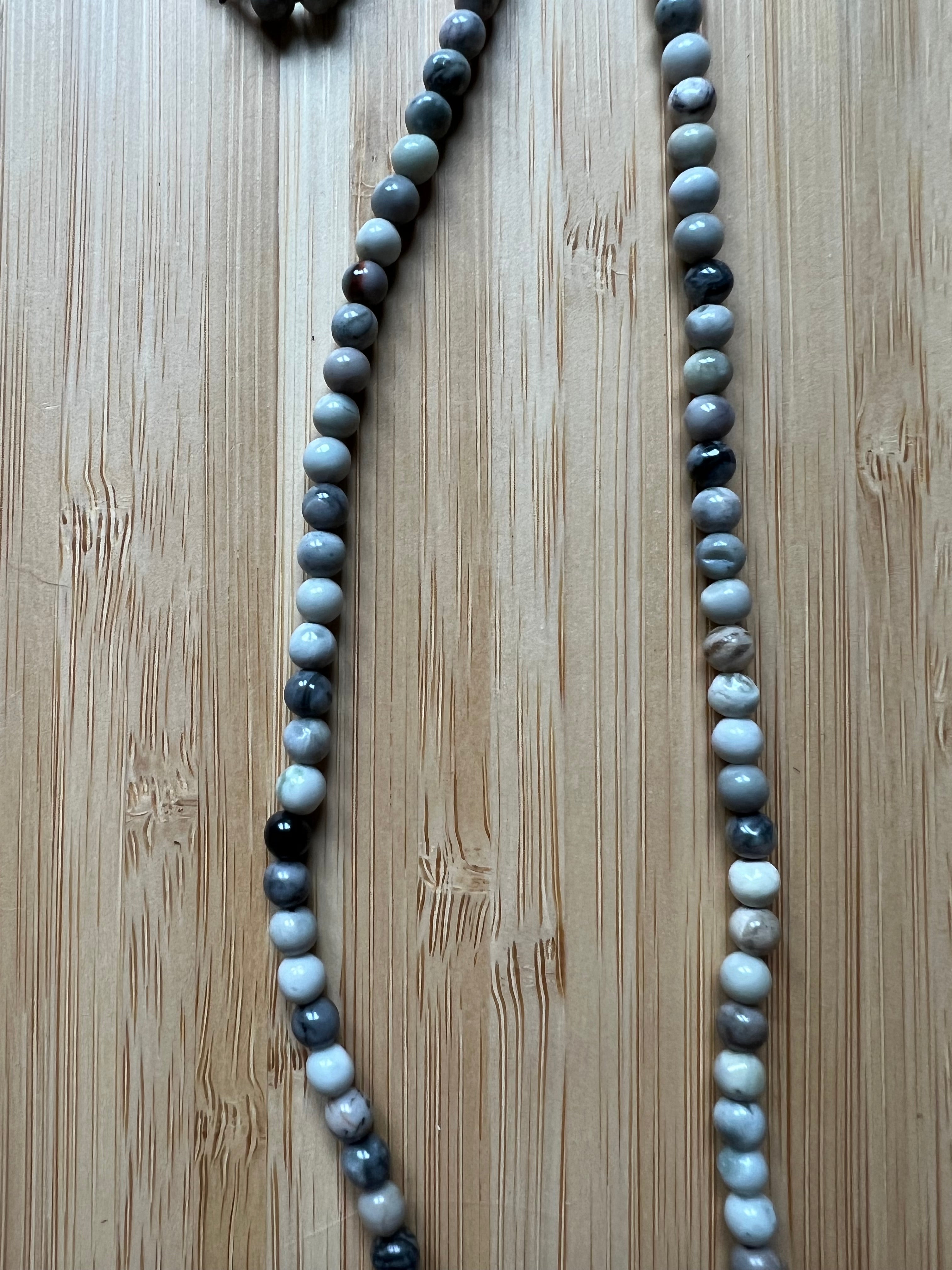 Grey Picasso Jasper Necklace - 4 mm