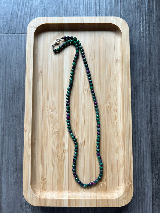 Jade Green Purple Necklace - 4 mm