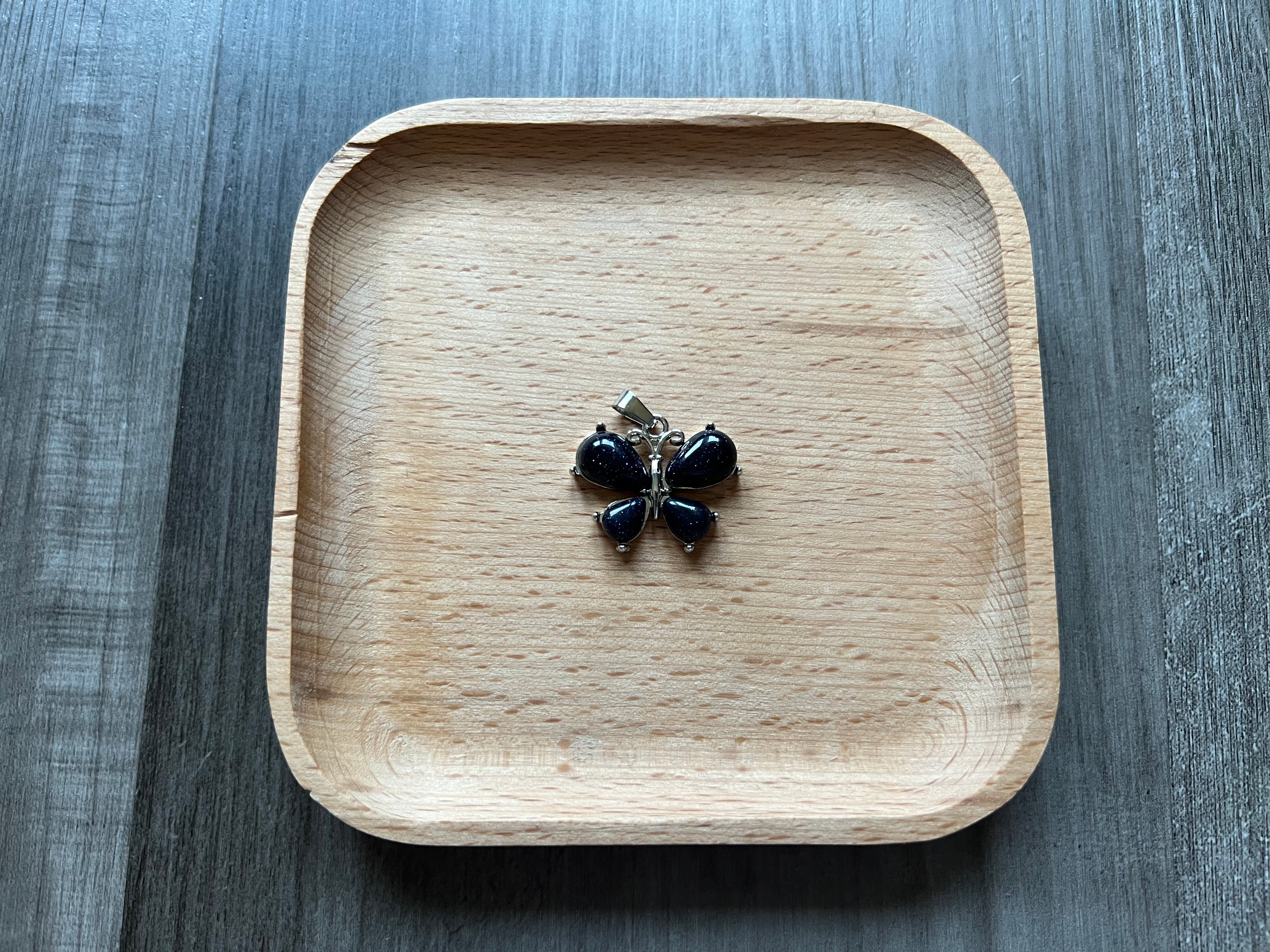 Blue Sandstone Butterfly Pendant Necklace
