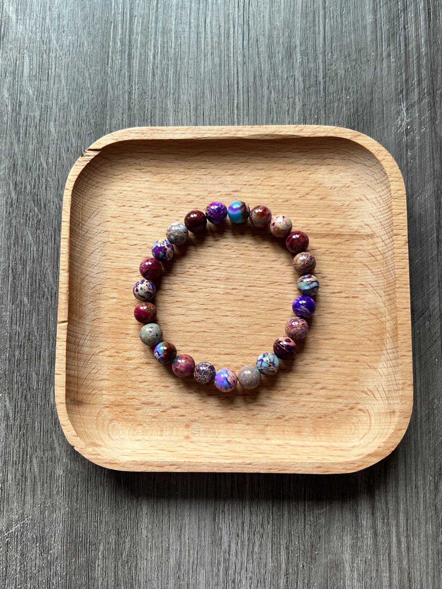 Purple & Blue Sea Sediment Jasper Bracelet - 8 mm