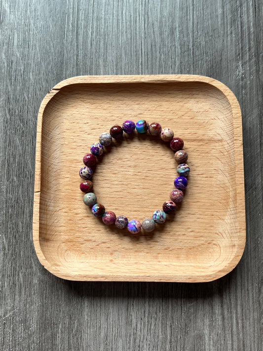 Purple & Blue Sea Sediment Jasper Bracelet - 8 mm