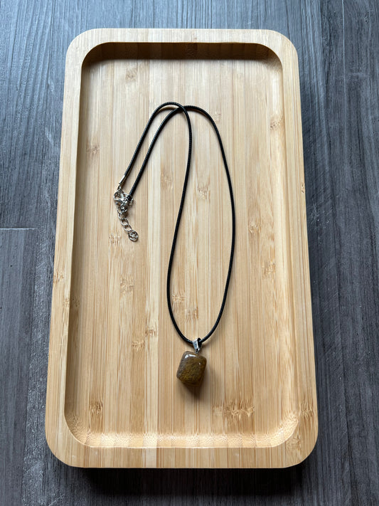 Tiger Eye Cube Crystal Necklace