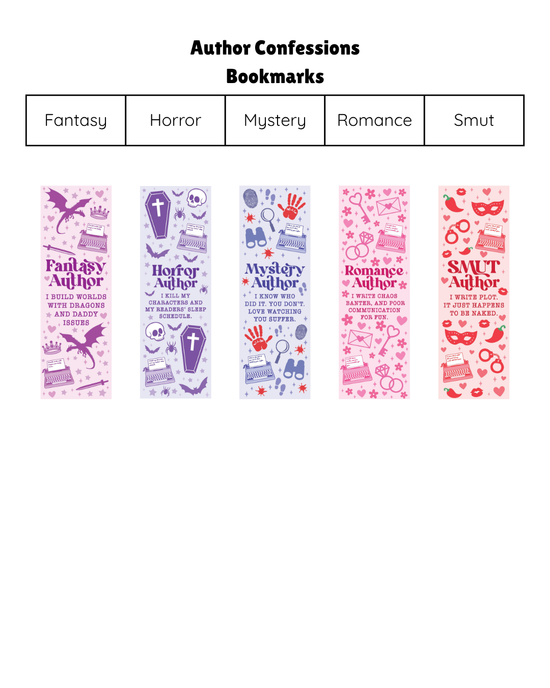 Author Confessions Bookmarks
