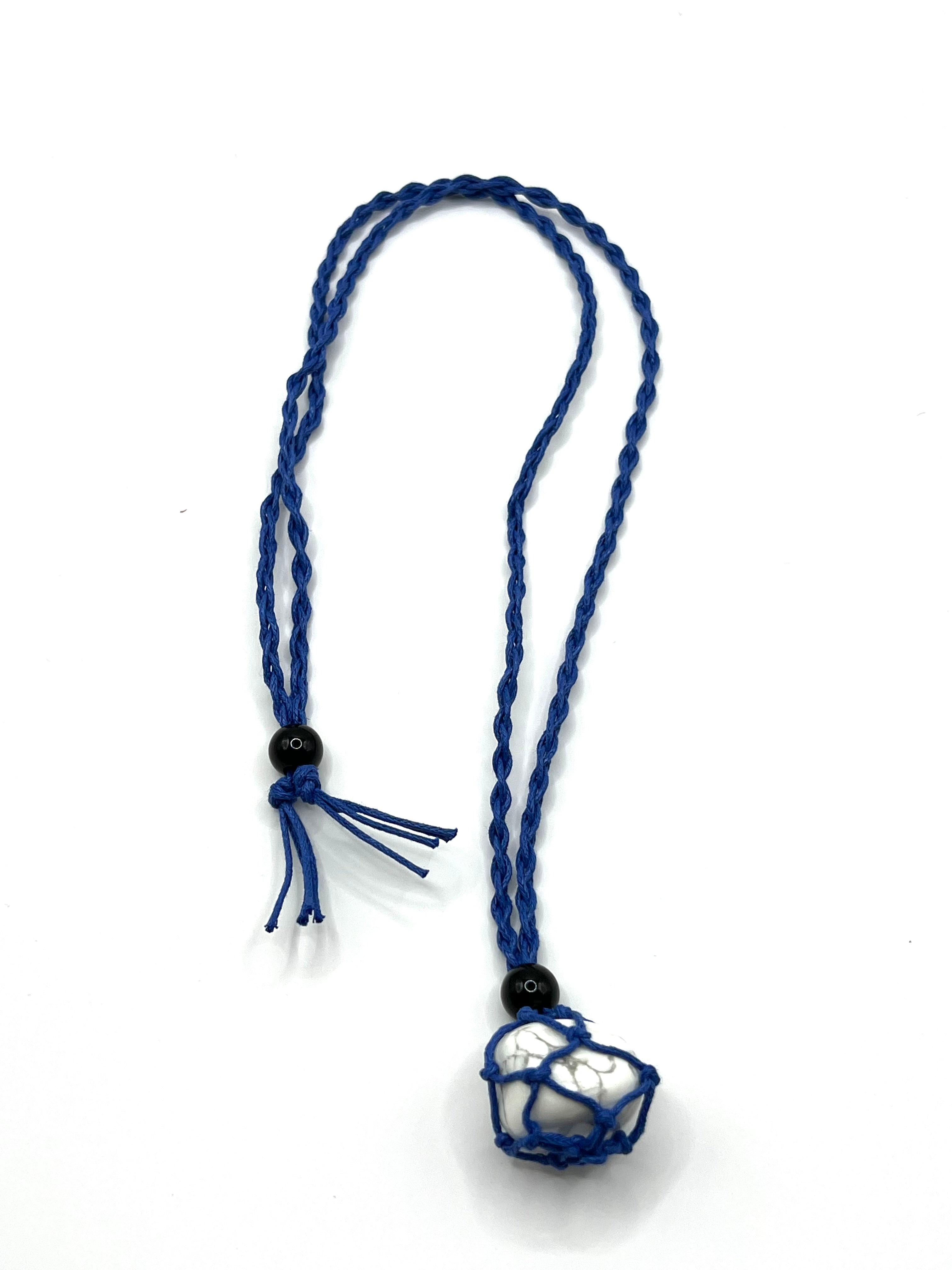 Blue Hemp Necklace w/ White Howlite Stone