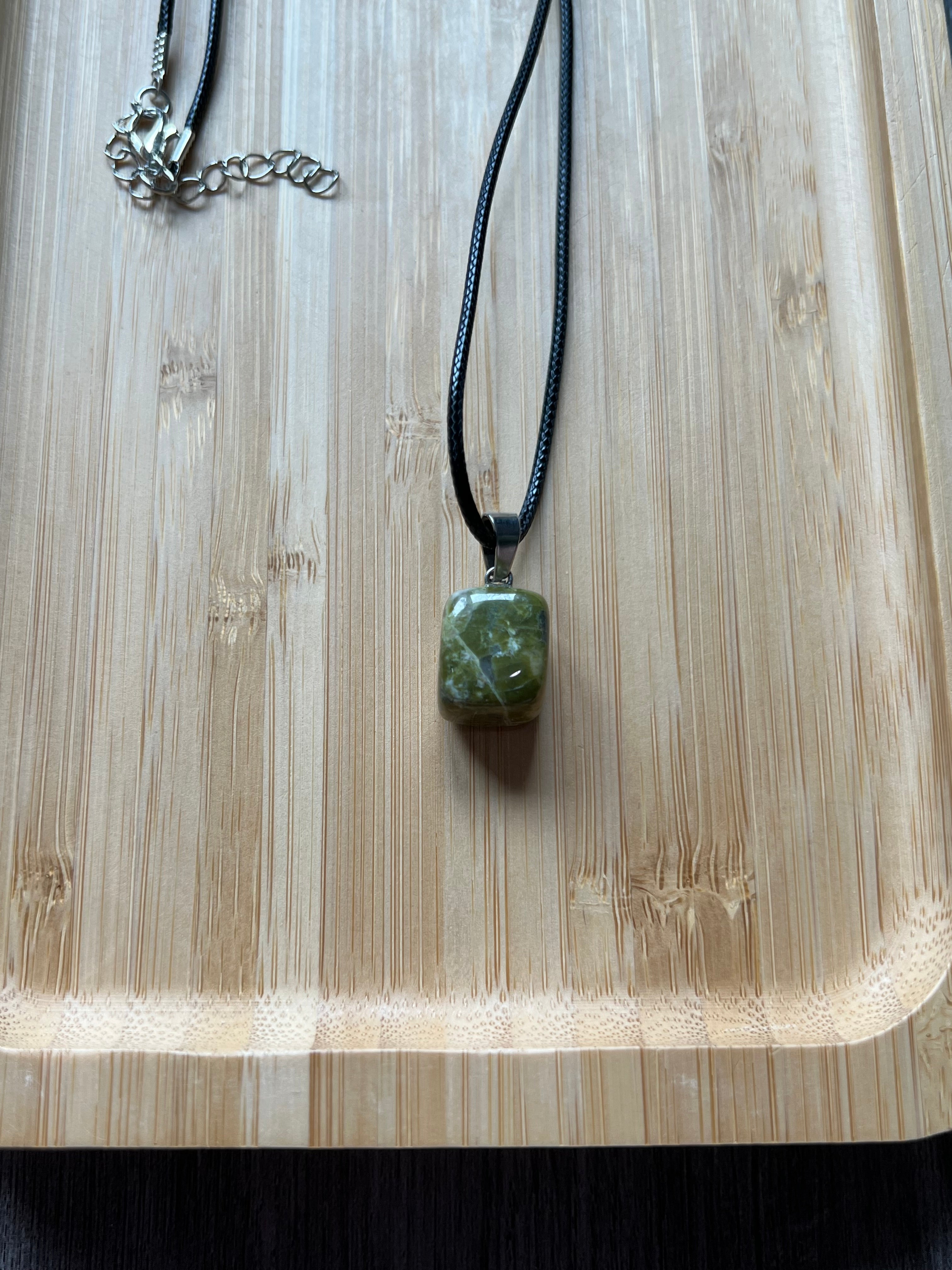 Unakite Cube Crystal Necklace